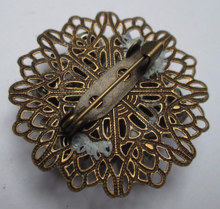 Broche Vintage Or Fleur Avec Cristaux Boréalis - Bijou Ancien Brillant - Pièce Unique Style Rétro