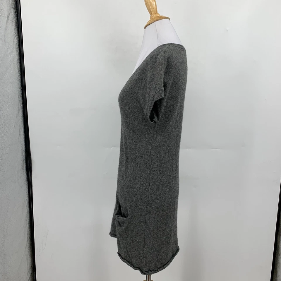 Vestido Suéter Vince Mujer S Pequeño Gris Cachemir Tejido Manga Corta Túnica Bolsillo Foto 4 de 4
