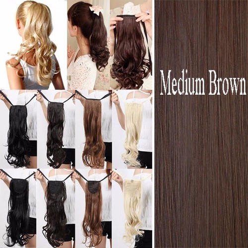 17-27" Long Thick Drawstring Ponytail Clip in Hair Extension Real As Human Style - Picture 12 of 27