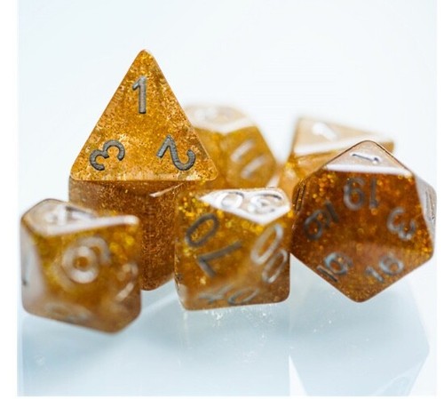 Gold Glitter Resin Polyhedral D&D Dice Set Table Top Role Play Dungeons & Dragon - Picture 6 of 7