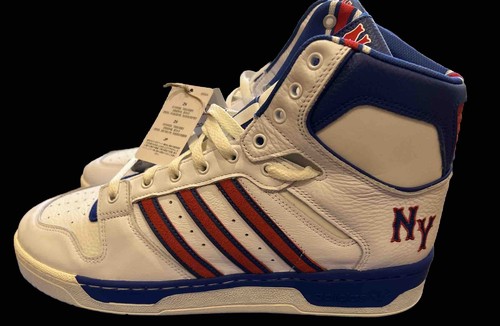 Size 12 Adidas Originals Men's Conductor HI Shoes, White/Royal NY Rangers - Picture 2 of 18