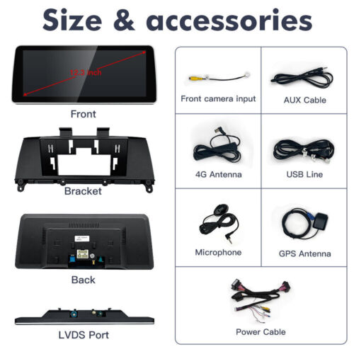 12.3" Android Car Stereo CarPlay GPS Screen Headunit For BMW X3 F25 X4 F26 CIC - Picture 13 of 13