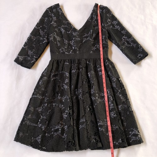 Victorias Secret Lace Coctail Dress Black Intricate Lined V Neck Womens Size 4 - Picture 6 of 9