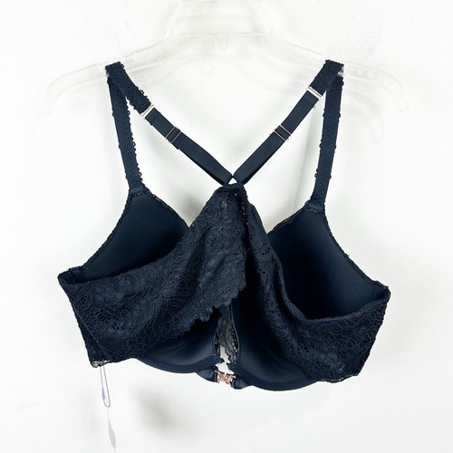 Savage X Fenty Romantic Corded Lace Front-Closure Push-Up Bra 44D Black - Picture 4 of 11