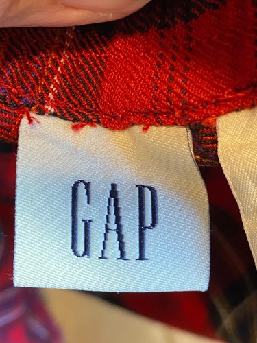 Gap Kids Plaid Skirt Sz 4 Age 3-4 Red/ Black Button & Zipper Close Elastic Back - Picture 16 of 20