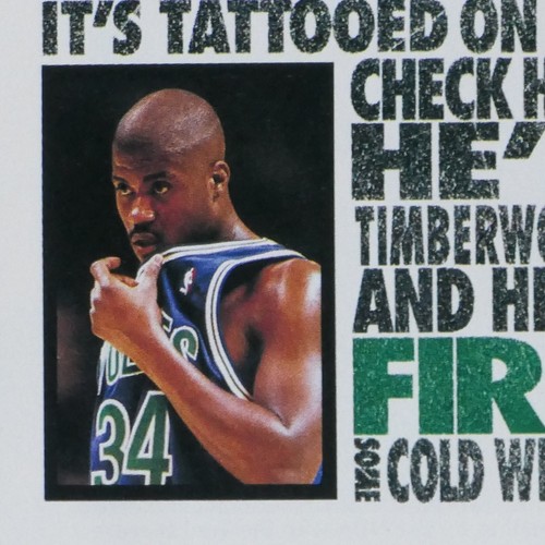 "Anuncio impreso original J.R. Rider Timberwolves 1994 vintage Converse React 8,5 x 11" - Imagen 7 de 10