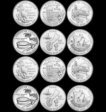 A COMPLETE 2009 P and D 12 Coin BU Territorial Quarter SET Territories Mint US