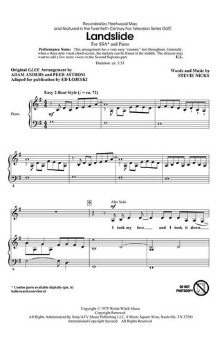 Landslide SSA Pop Choral Series Fleetwood Mac
