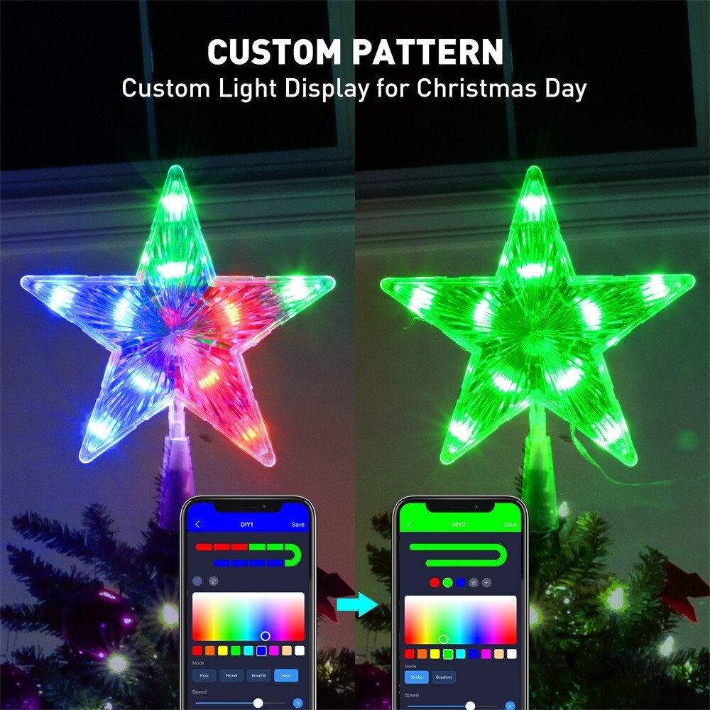19cm App Controlled Christmas Tree Topper Star LED Light USB Xmas