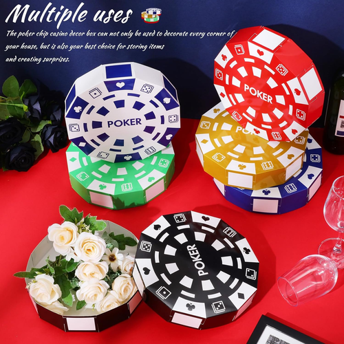 Casino Theme Party Decorations 9 Inch Large Poker Chip Favor Boxes Jumbo Chip Ta - Picture 4 of 15