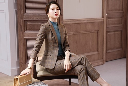 Blazer Pants Suit Women Office Work Business Formal Clothing Plaid Size 2-14 New - Picture 14 of 43