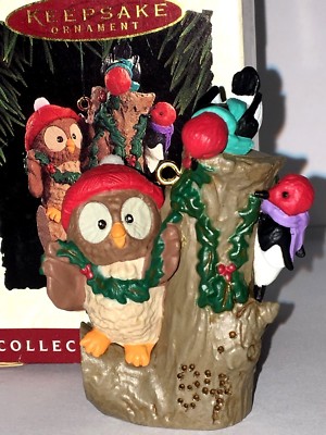 Hallmark Andenken 1994 Owliver Eule & Specht Weihnachten Ornament Vintage Neu