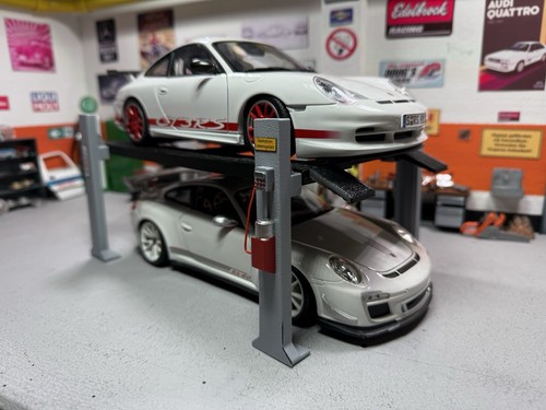4 Säulen Hebebühne 1:18 Modelle Modellbau Diorama Werkstatt Sammlung Bedienfeld - Bild 11 von 24