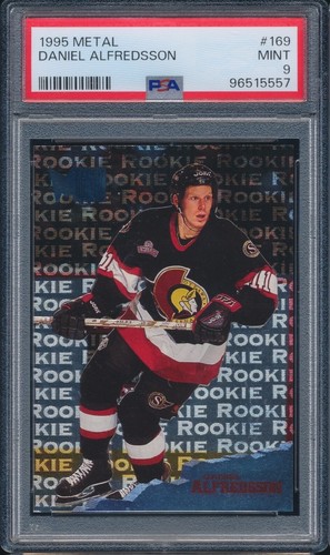 1995-96 Fleer Metal Rookie #168 Daniel Alfredsson RC PSA 9 MINT - Bild 1 von 2