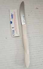 Vintage Cutco 1759 KQ Table Knife Serrated Steak Pearl White Handle Made In USA