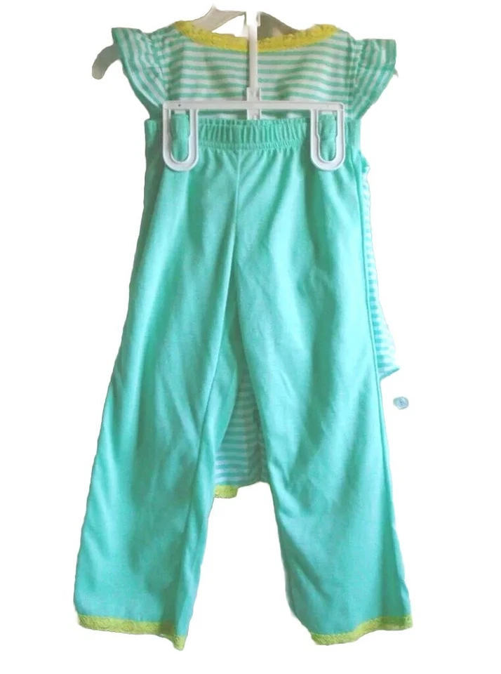 Size 4 NWT 3 piece By Carter's, Pajama Set, Top, Pants & Shorts Mint Green White - Image 4 of 4