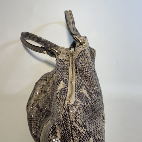 Michael Kors Handbag Leather Python Snake Shoulder Satchel Gold MK Hardware - Picture 5 of 13