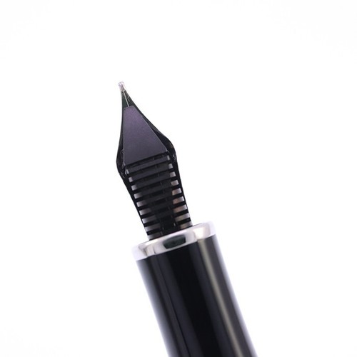 Cleo Skribent Fountain Pen Platinum Black Resin Nib M 18K - Picture 10 of 14