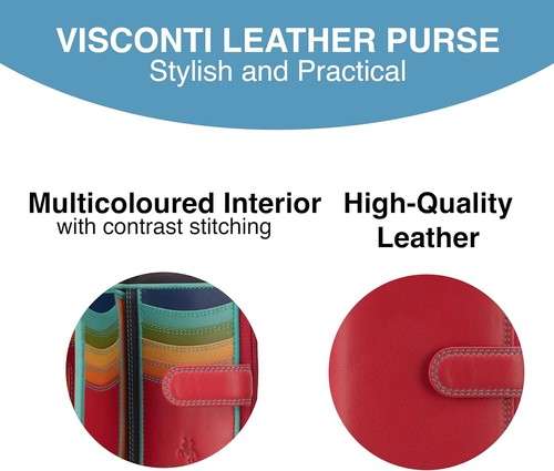 Visconti Damen-Geldbörse aus weichem Leder mit Doppelfaltung in Geschenkbox RFID 16 Karten R13 - Bild 50 von 55