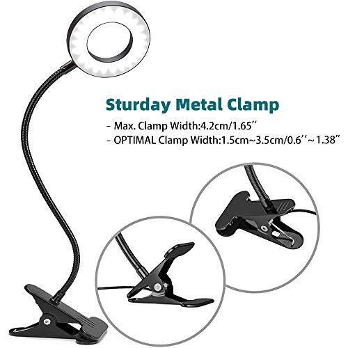 LED Desk Lamp, LED Clip on Light Reading Lights USB Book Clamp Three Modes - Picture 4 of 7