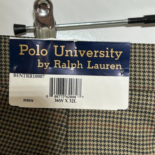 Ralph Lauren Wool Dress Pants Mens 36x32 Brown Herringbone Cuffed Pleated Polo U - Picture 6 of 11