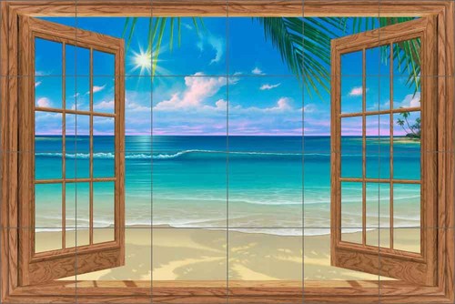 Molinero de cerámica azulejos mural salpicadero paisaje marino tropical ventana arte DMA2037 - Imagen 8 de 8