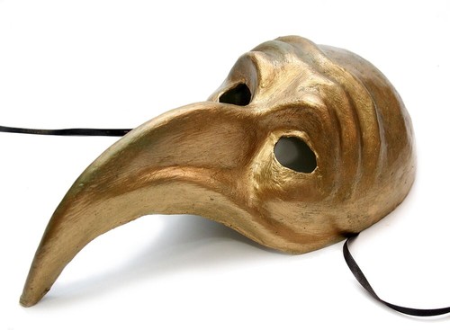 Carnival venetian Mask Turco papier-mache. Ancient gold - Picture 3 of 5