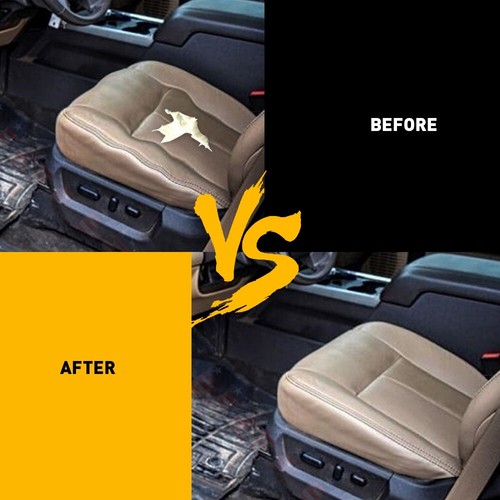 For 2011-2016 Ford F250 Lariat Driver Bottom Perforated Leather Seat Cover Tan - Picture 7 of 12