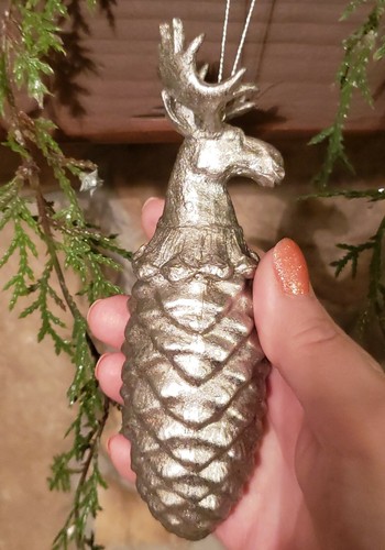 Set 6 NWT Sullivan 6" Silver 3 Stag Deer 3 Moose Pinecone CHRISTMAS Ornaments - Picture 4 of 12