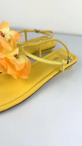 Franco Sarto Capriflore Damen-Riemensandalen aus Leder gelb Größe 7,5 - Video 1 von 1