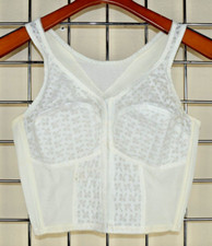 Vintage Corset Bra Sz S/M 36D 50s Bestform Ivory Shamrock Corset Grommet Clasps