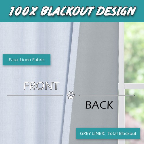 GRALI-DECOR Thermal Total Blackout Curtains, Farmhouse Linen Look Drapes, 84 ... - Bild 4 von 8