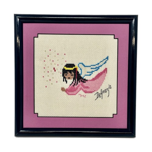 Vintage Degrazia Nadelspitze Indianer Mädchen Engel mit Zauberstab Magenta fertig - Bild 1 von 13