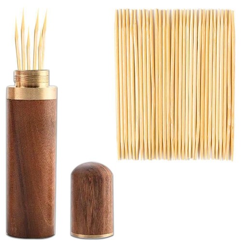 Porta stuzzicadenti portatile in legno porta stuzzicadenti da viaggio dispenser stuzzicadenti bello - Foto 10 di 16