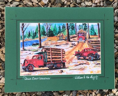 Logging Art Print forestry Dodge truck lumberjack timber wood logger ax men tree