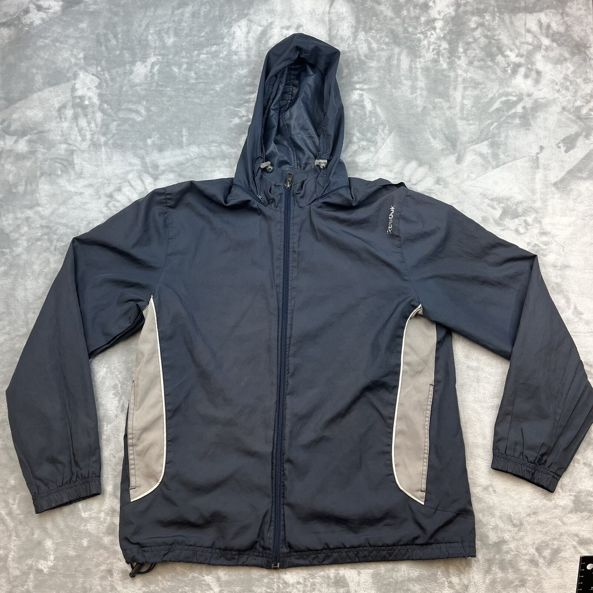 【REEBOK】 ★ Heritage Windbreaker ★ Unusex Vintage Reebok Bright Blue & Black Windbreaker Jacket Size