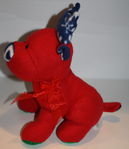 Kellytoy Reindeer Christmas Deer Moose 11" Red White Blue Fleece Plush Soft Toy - Picture 6 of 11