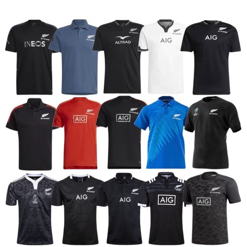 New Zealand All Black Rugby Jersey World Cup Polo T-Shirt Short Sleeve Tee Tops - Picture 3 of 20