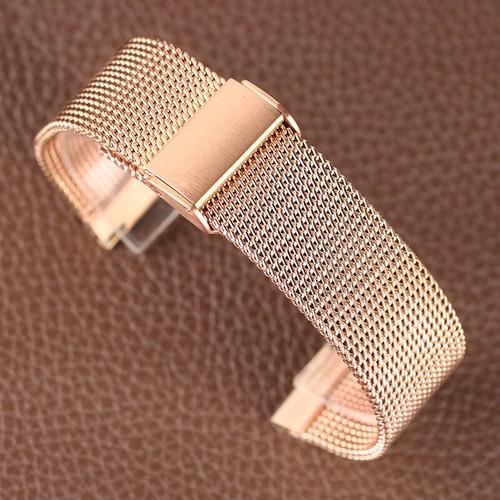 Correa brazalete de malla de acero inoxidable negro/plateado/oro rosa de 18/20/22 mm - Imagen 8 de 14