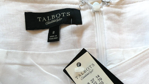 Gonna a matita Talbots bianca in lino con frange USA taglia 8 - Foto 8 di 10