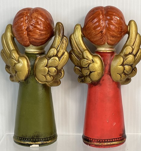 Two Vintage Hand Made Painted Praying Angel Plaster Japan 7.5" Christmas Holiday - Picture 3 of 15