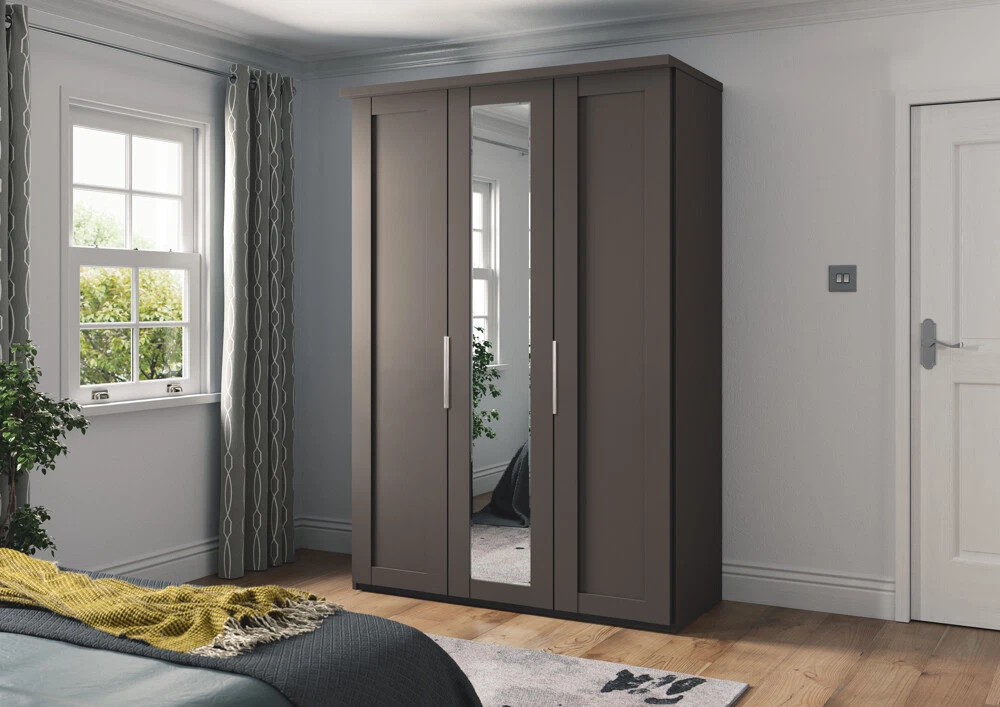 DESIGNER GERMAN 200CM WARDROBE BEDROOM FITTED FREE WHITE GREY
