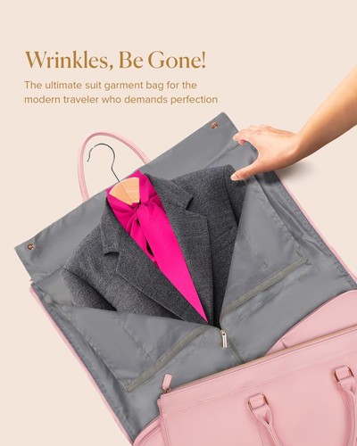 BEAUTY GOODIES Garment Bag For Women, Carry On Garment Bag - Pink - Picture 10 of 11