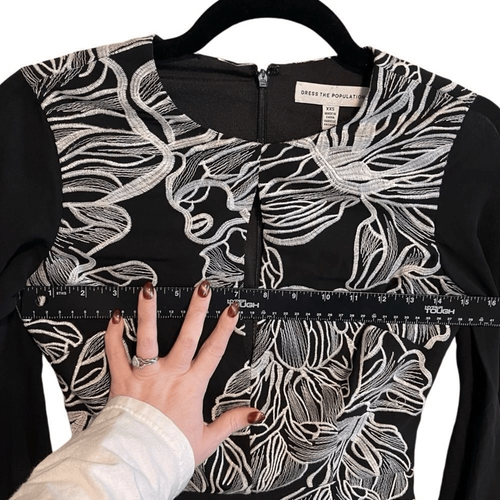 NWT- Dress the Population- Lyric Embroidered Floral Dress Long Sleeve, Size XXS - Picture 13 of 16