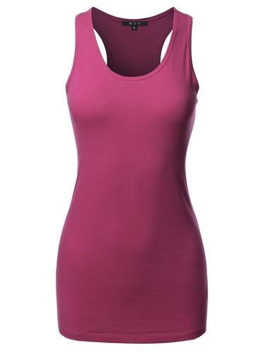 A2Y Women's Women's Basic Solid Soft Cotton Scoop Neck Racer-Back Tank Top - Picture 208 of 217