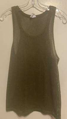 Calvin Klein Men's Fishnet Open Weave Tank Top Loden Green Size Medium NWOT