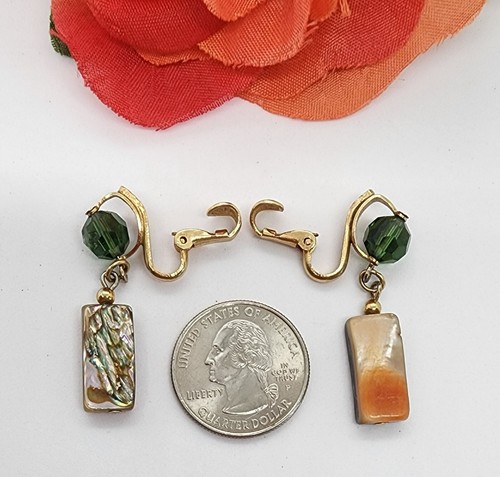 Vintage NAPIER Ethic-style Drop/Dangel Earrings with gold findings 1960s - Picture 4 of 4