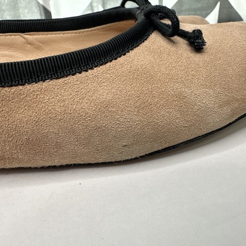 Kate Spade New York Sz 8.5 Honey Leather/Suede Ballet Flats Black Bow - Picture 4 of 11