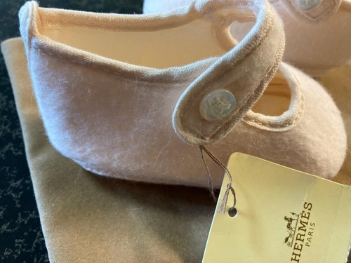 HERMES Baby Erstlingsschuhe Gr. 10,5 cm hellrosa beige 60% Wolle 40% Angora ohne Karton - Bild 6 von 12