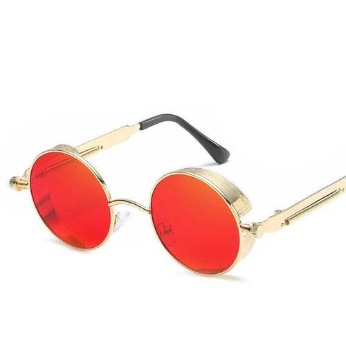 Occhiali da sole uomo donna vintage gotici steampunk retrò rotondi hd polarizzati - Foto 12 di 17
